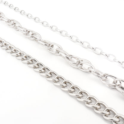 Hip Hop Fashion Pants Chain Men And Women Advanced Sense Multi Ring Silver Metal Chain Heavy Metal Industrial Style Jeans Hip-hop Accessories Mein Shop