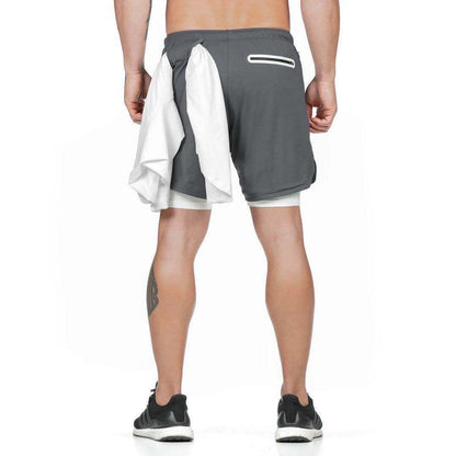 Running Shorts Men 2 In 1 Double-deck Quick Dry GYM  Fitness Jogging Workout  Pants Mein Shop