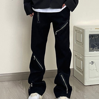 Zipper Design Jeans For Men With Straight Sleeves Mein Shop