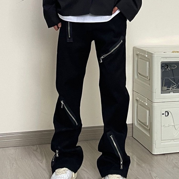 Zipper Design Jeans For Men With Straight Sleeves Mein Shop