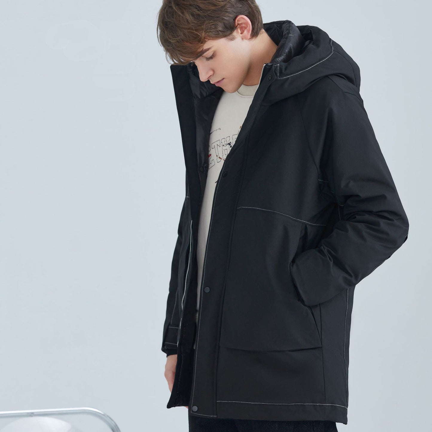 Herren Daunenjacke mit Kapuze – Lang & Wärmend