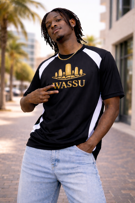 WASSU Stone Circle Black T-Shirts- Minimal Logo Streetwear Tee Wassu