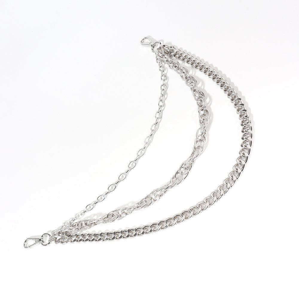 Hip Hop Fashion Pants Chain Men And Women Advanced Sense Multi Ring Silver Metal Chain Heavy Metal Industrial Style Jeans Hip-hop Accessories Mein Shop