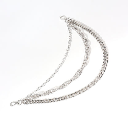 Hip Hop Fashion Pants Chain Men And Women Advanced Sense Multi Ring Silver Metal Chain Heavy Metal Industrial Style Jeans Hip-hop Accessories Mein Shop