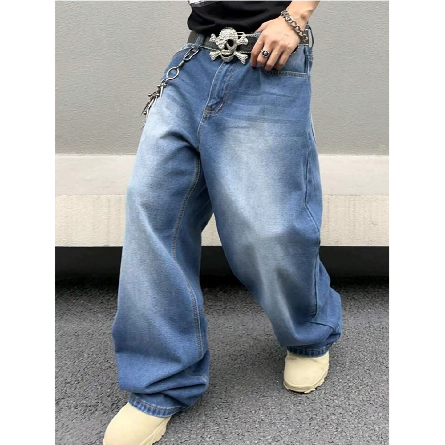 Men's Jeans Autumn And Winter Straight Loose Wash Mein Shop