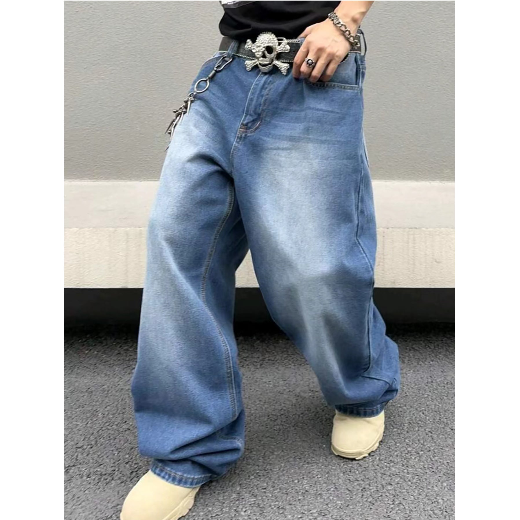 Men's Jeans Autumn And Winter Straight Loose Wash Mein Shop