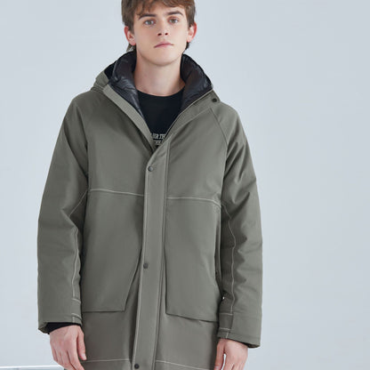 Herren Daunenjacke mit Kapuze – Lang & Wärmend