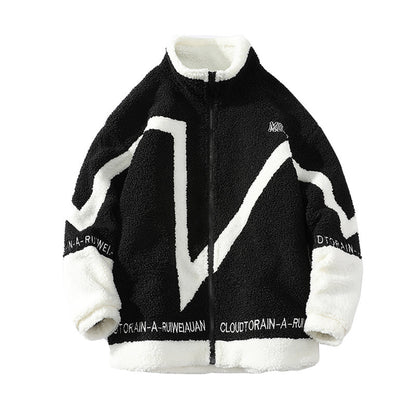 Autumn And Winter New Hanging Pat Lambswool Particle Fleece Jacket Men Mein Shop