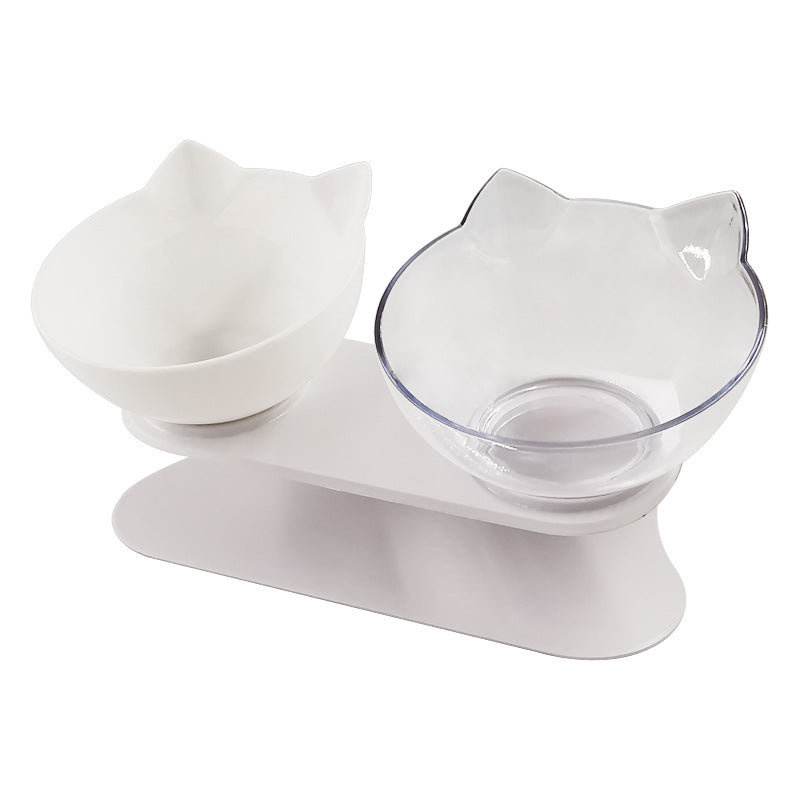 New Inclined Food Cat Ear Oblique Mouth Transparent Single Pet Bowl Mein Shop