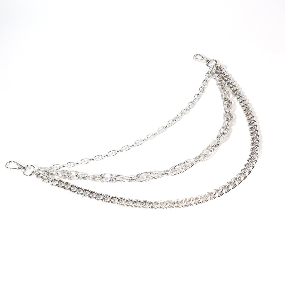 Hip Hop Fashion Pants Chain Men And Women Advanced Sense Multi Ring Silver Metal Chain Heavy Metal Industrial Style Jeans Hip-hop Accessories Mein Shop