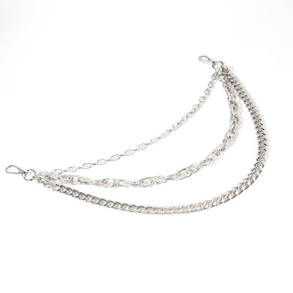 Hip Hop Fashion Pants Chain Men And Women Advanced Sense Multi Ring Silver Metal Chain Heavy Metal Industrial Style Jeans Hip-hop Accessories Mein Shop