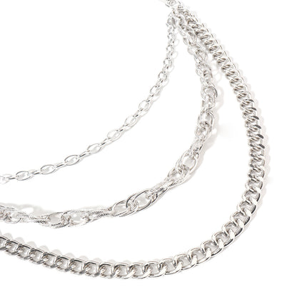 Hip Hop Fashion Pants Chain Men And Women Advanced Sense Multi Ring Silver Metal Chain Heavy Metal Industrial Style Jeans Hip-hop Accessories Mein Shop