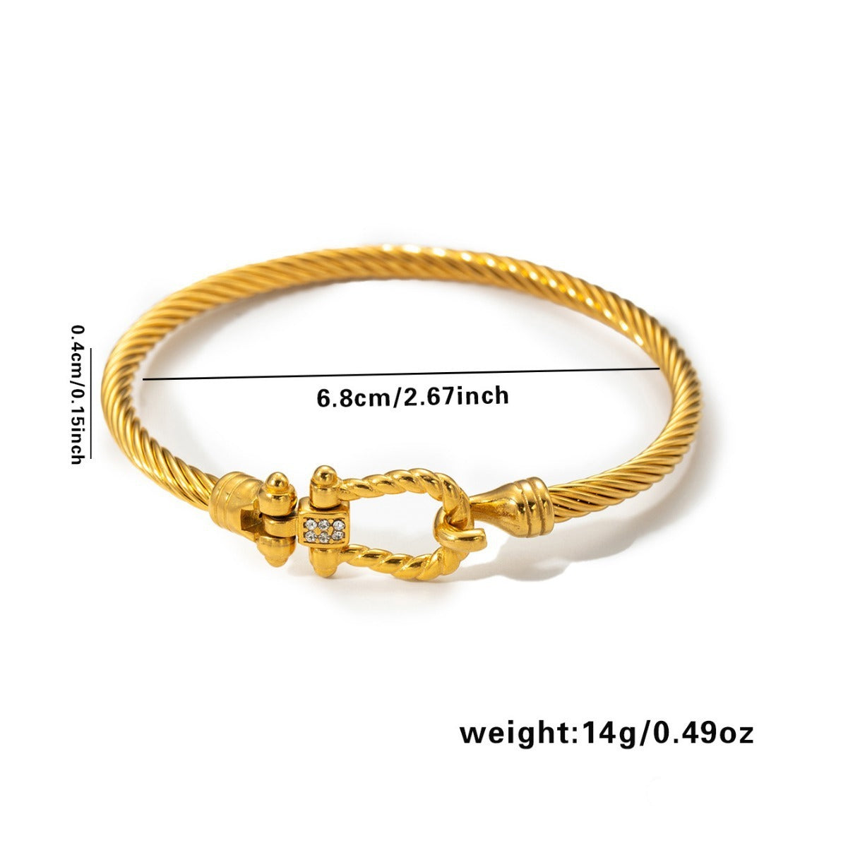 Titanium Steel Fashion Twisted Diamond-inlaid Horseshoe Clasp Bracelet Mein Shop