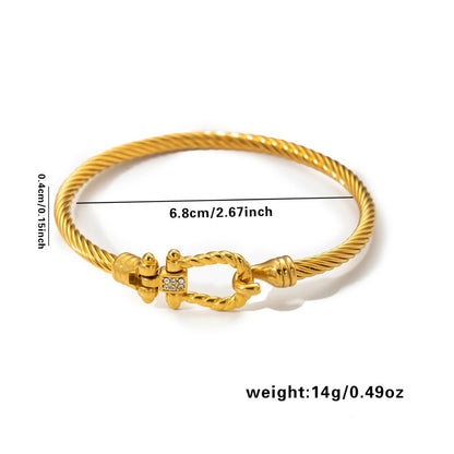 Titanium Steel Fashion Twisted Diamond-inlaid Horseshoe Clasp Bracelet Mein Shop